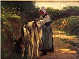 Edward Henry Potthast Famous Paintings - Grazing by the Roadside